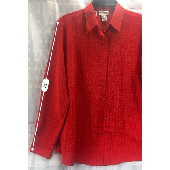 Apparenza women long sleeve shirt, color red, size L, button down - Picture 5 of 11